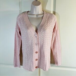 NWOT Talbots Blush Pink Cable Knit Cardigan MP